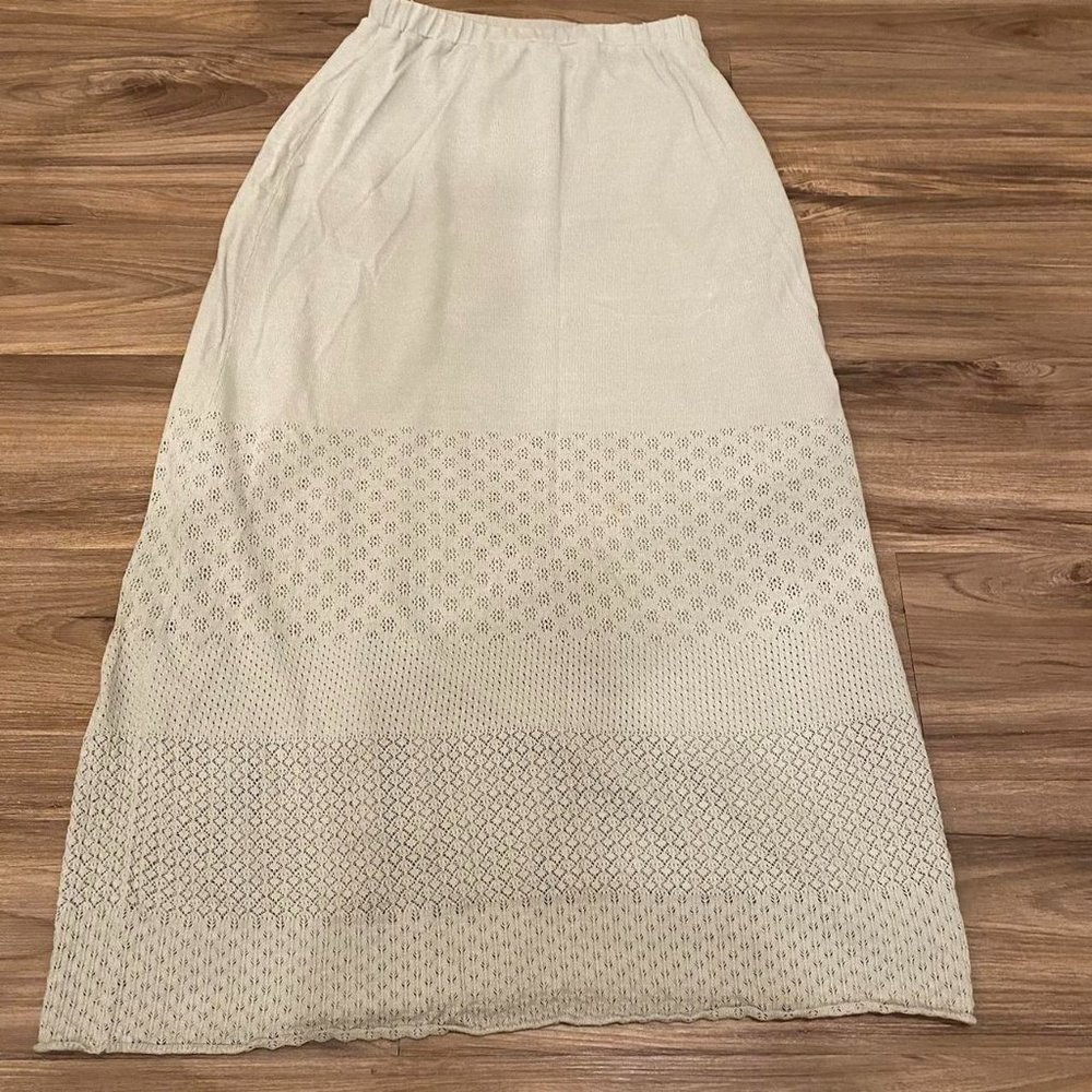 light green knit / crochet maxi skirt size 8